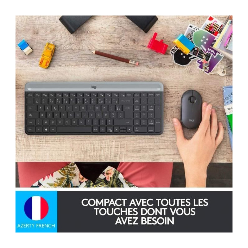 Logitech - MK470 Ultra-Slim Wireless Keyboard + Mouse and Silent Wirel