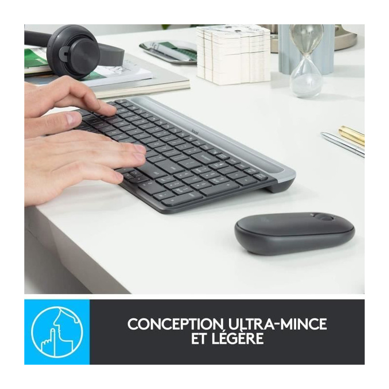 Logitech - MK470 Ultra-Slim Wireless Keyboard + Mouse and Silent Wirel
