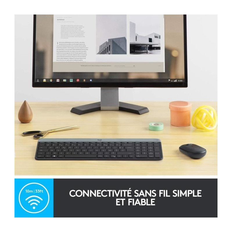 Logitech - MK470 Ultra-Slim Wireless Keyboard + Mouse and Silent Wirel