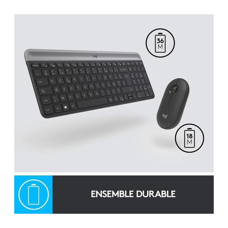 Logitech - MK470 Ultra-Slim Wireless Keyboard + Mouse and Silent Wirel