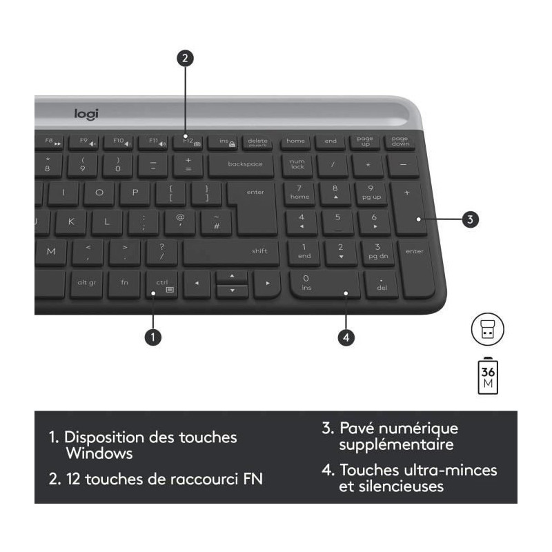 Logitech - MK470 Ultra-Slim Wireless Keyboard + Mouse and Silent Wirel