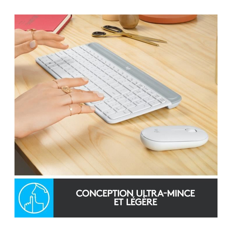 LOGITECH - MK470 Wireless Keyboard + Mouse Set - AZERTY - White