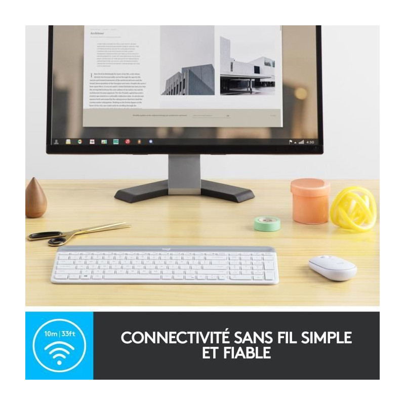LOGITECH - MK470 Wireless Keyboard + Mouse Set - AZERTY - White