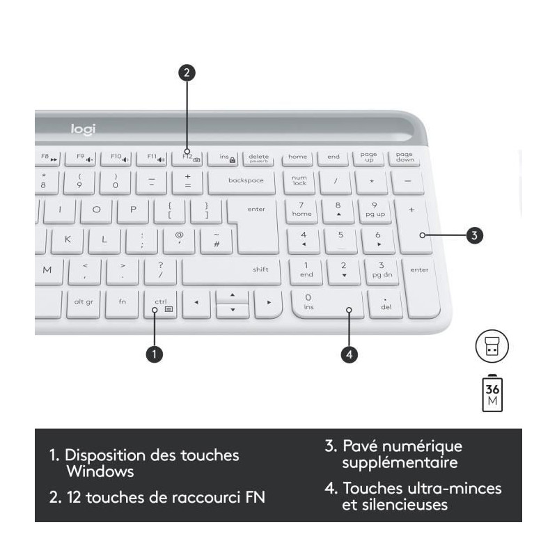 LOGITECH - MK470 Wireless Keyboard + Mouse Set - AZERTY - White