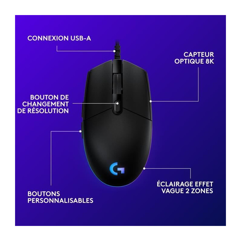 Logitech - G203 LightSync RGB Gaming Mouse - Black