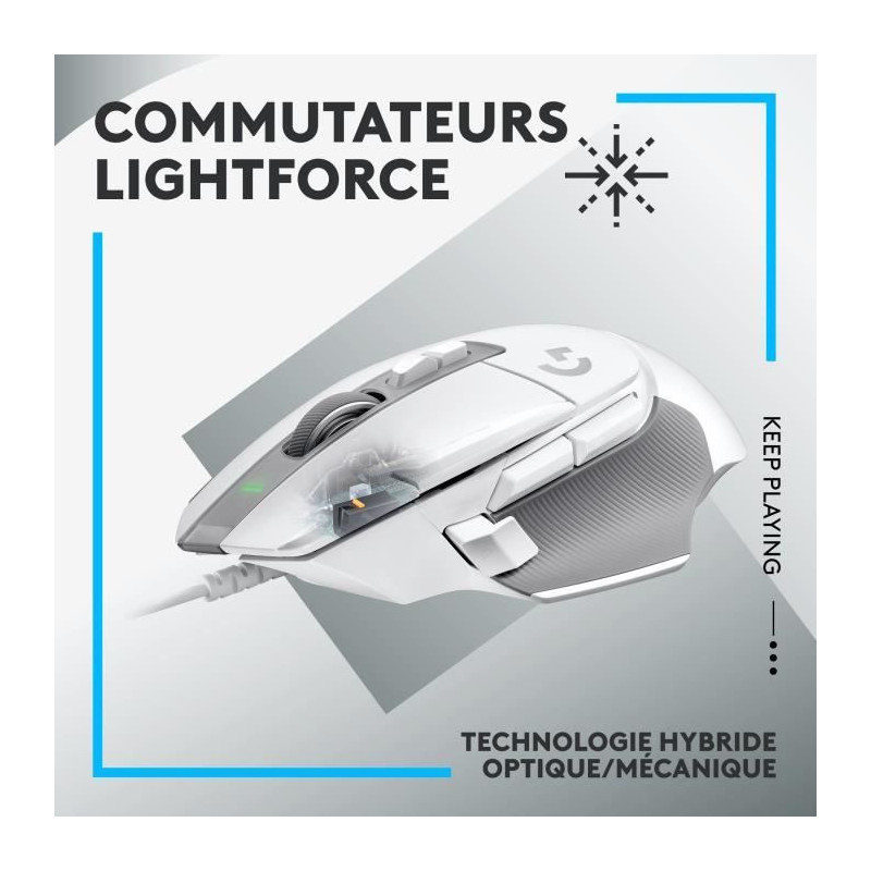 Logitech - G502 x wire gaming mouse - lightForce hybrid -mechanical hy