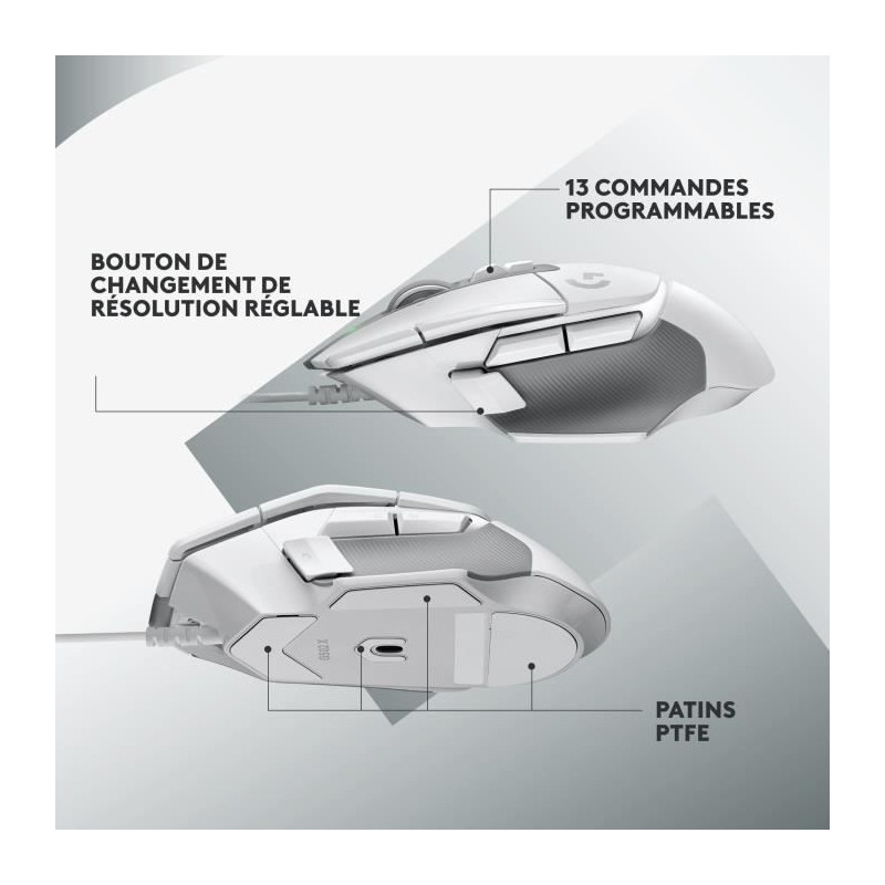 Logitech - G502 x wire gaming mouse - lightForce hybrid -mechanical hy
