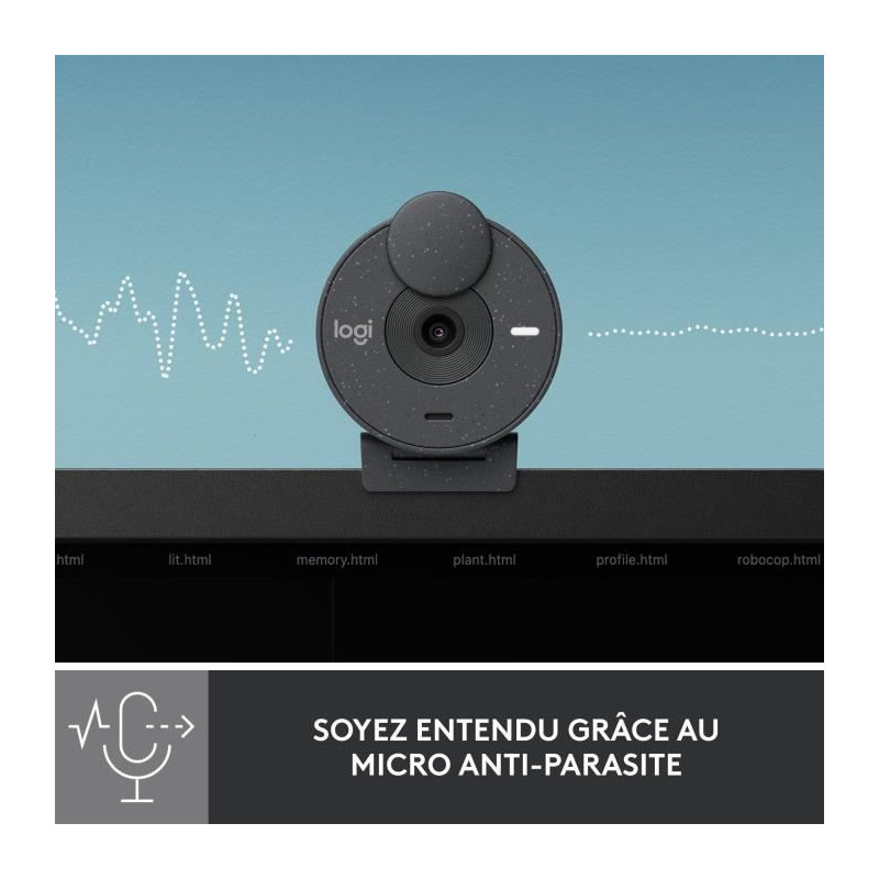 Logitech Brio 300 Full HD webcam with confidentiality, micro noise red