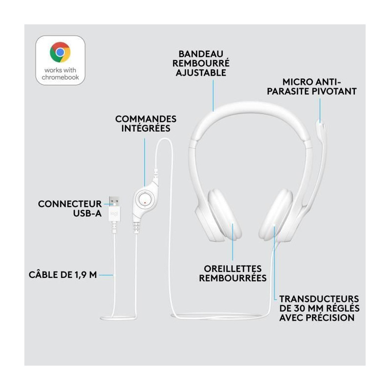 Logitech H390 Stereo wired helmet with antibruity microphone, USB -A -