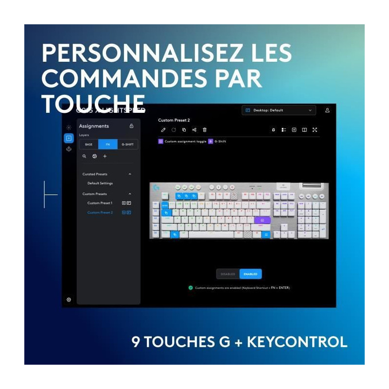 Gaming keyboard - wireless - Logitech G - G915 X - Tactile switch - AZ