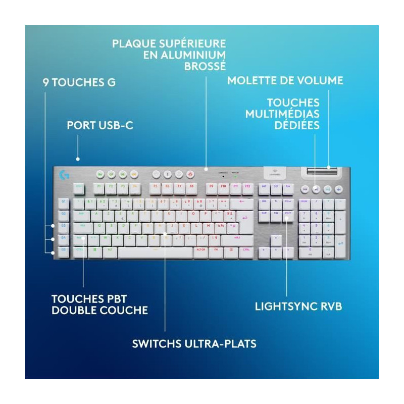 Gaming keyboard - wireless - Logitech G - G915 X - Tactile switch - AZ