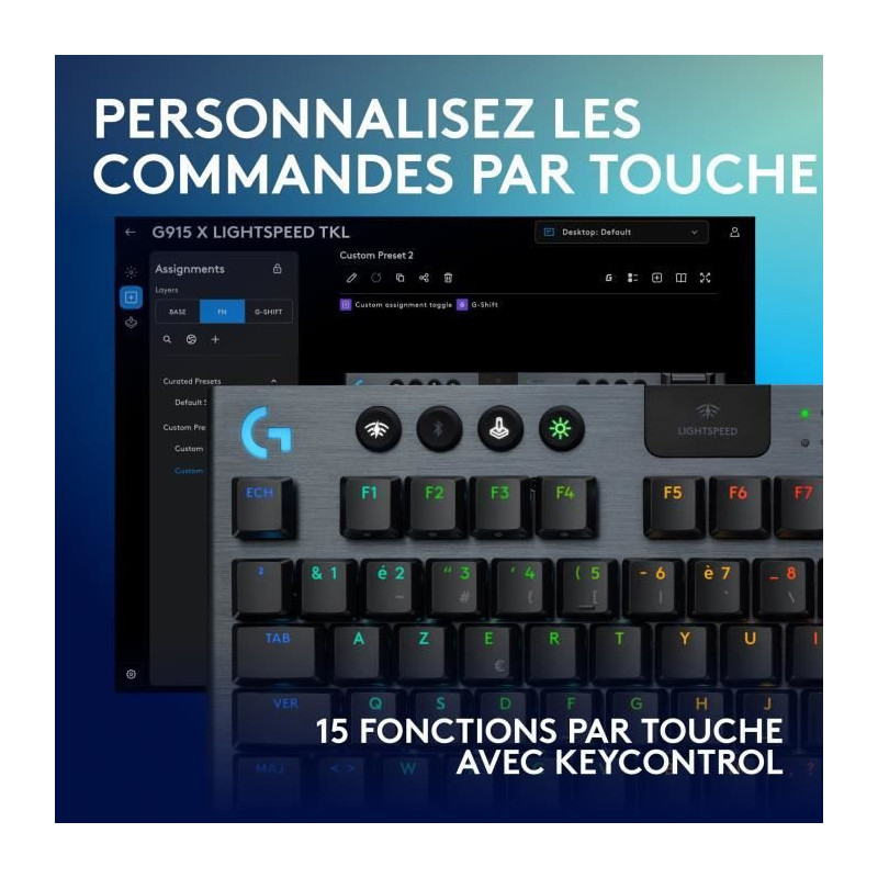 Gaming keyboard - wireless - Logitech G - G915 TKL X - Clicky switch -