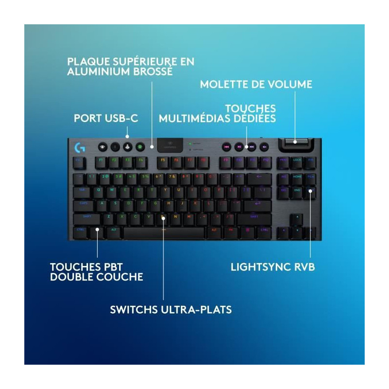 Gaming keyboard - wireless - Logitech G - G915 TKL X - Clicky switch -