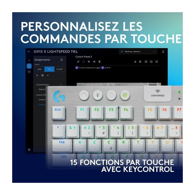 Gaming keyboard - wireless - Logitech G - G915 TKL X - Tactile switch