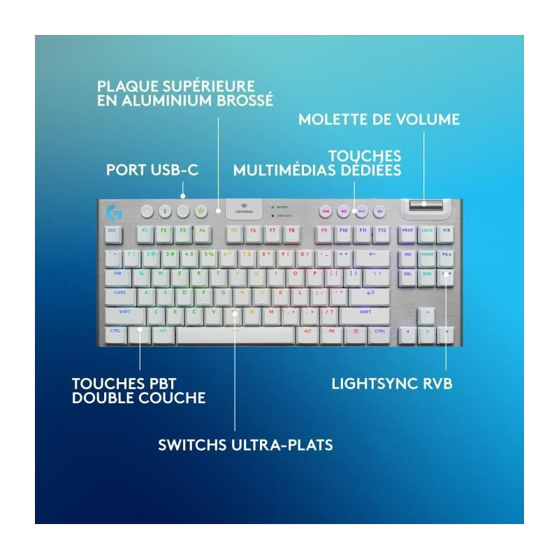 Gaming keyboard - wireless - Logitech G - G915 TKL X - Tactile switch