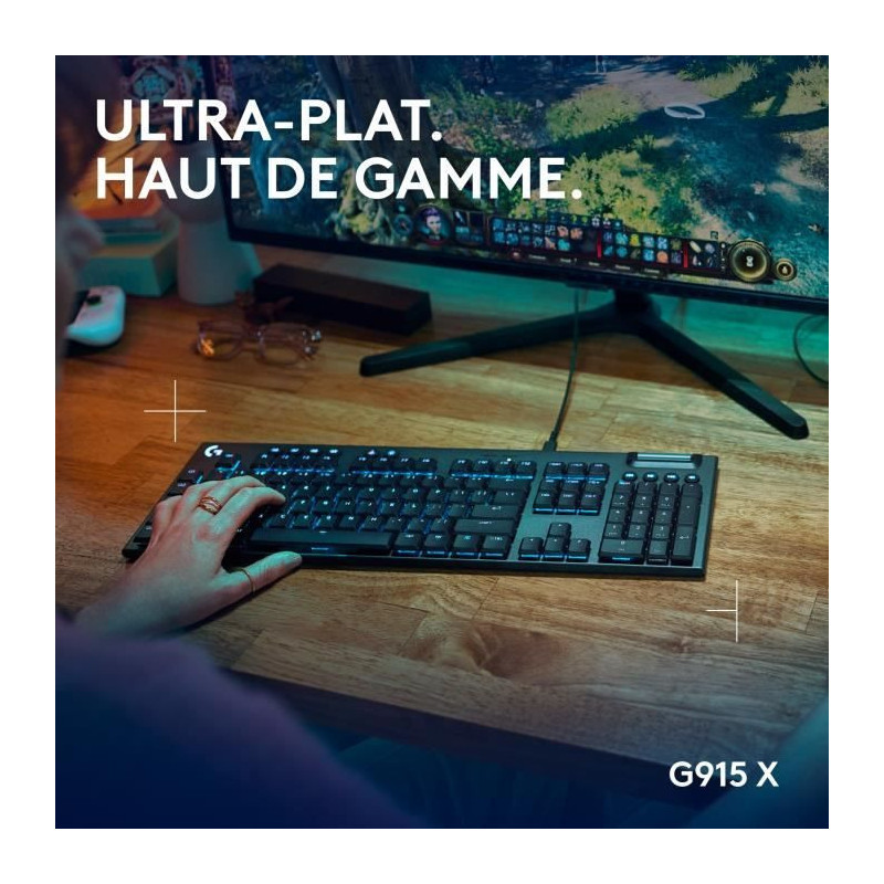 Gaming keyboard - wired - Logitech G - G915 X - Tactile switch - AZERT