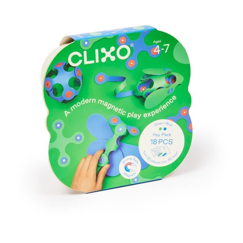 Magnetic Construction Set - GIPSY TOYS - Itsy CLIXO - 18 pcs - Blue/gr