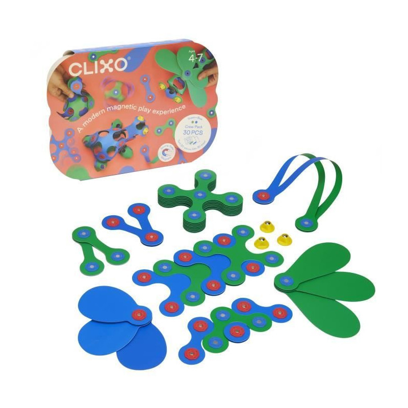 Magnetic Construction Set - GIPSY TOYS - Crew Pack CLIXO - 30 pieces -