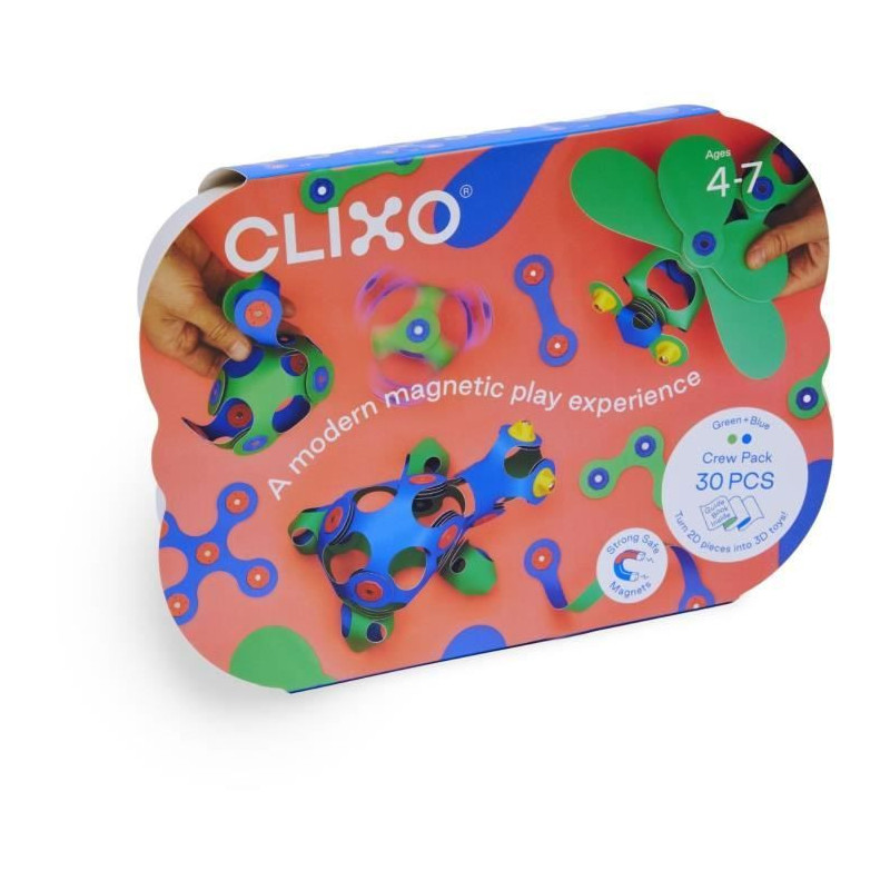 Magnetic Construction Set - GIPSY TOYS - Crew Pack CLIXO - 30 pieces -