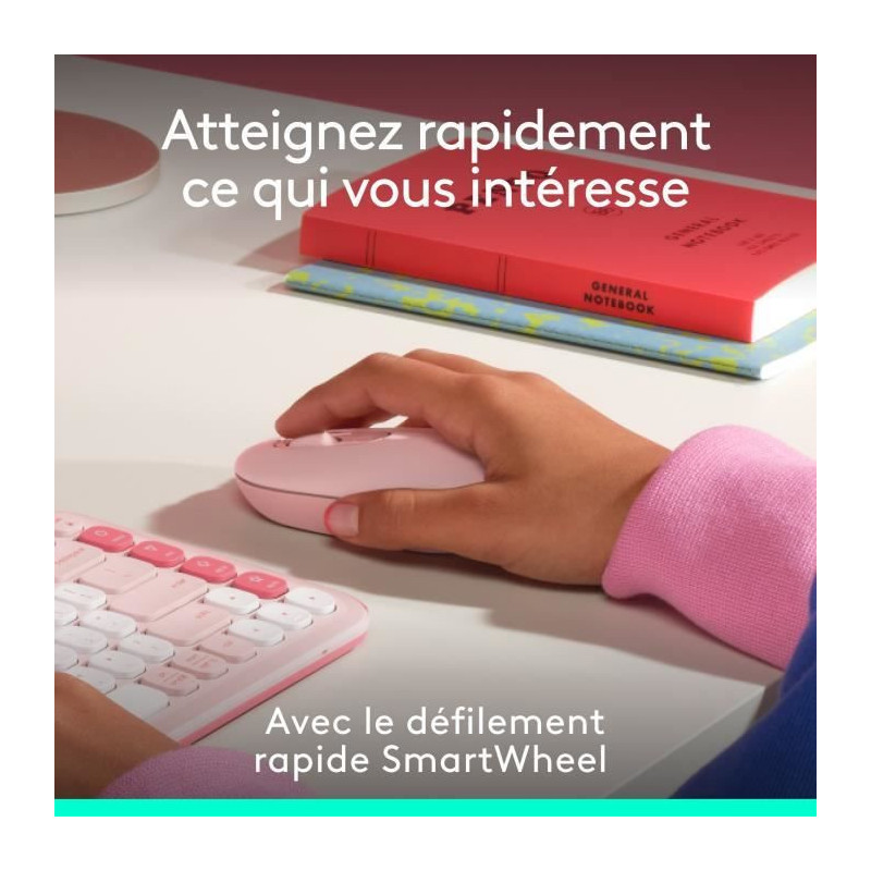 Mouse - Wireless - Logitech - Pop Mouse - Pink