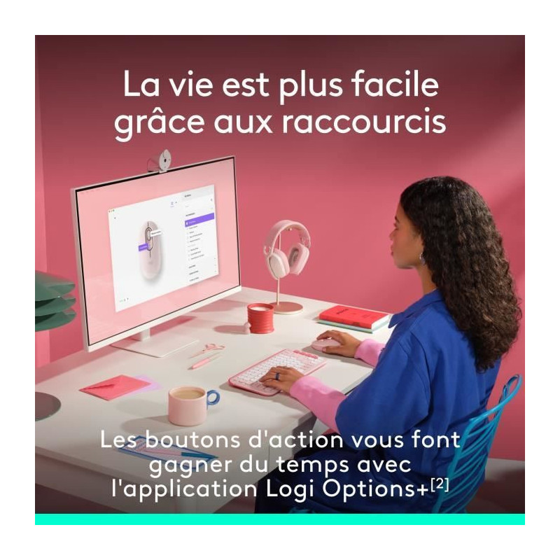 Mouse - Wireless - Logitech - Pop Mouse - Pink