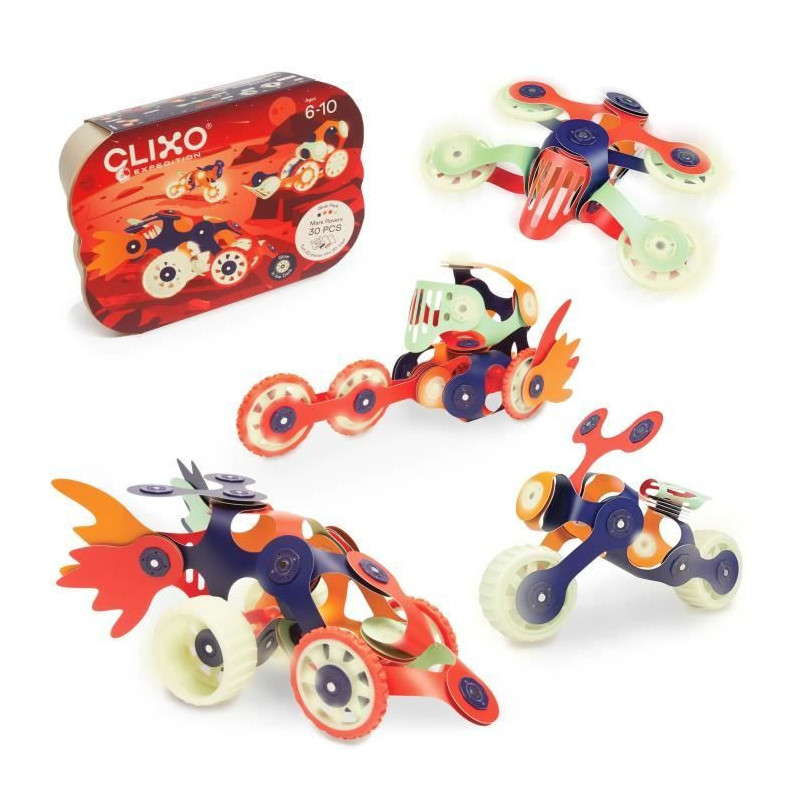 Magnetic Construction Set - GIPSY TOYS - MARS ROVERS - 30 pieces - Glo