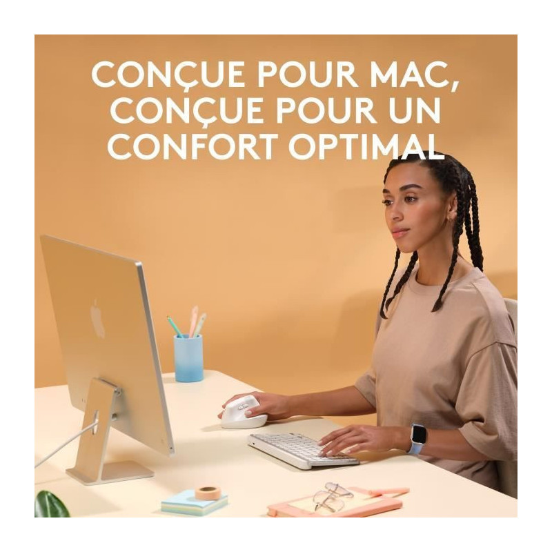 Logitech - Lift mouse for Mac - Wireless Ergonomic - White