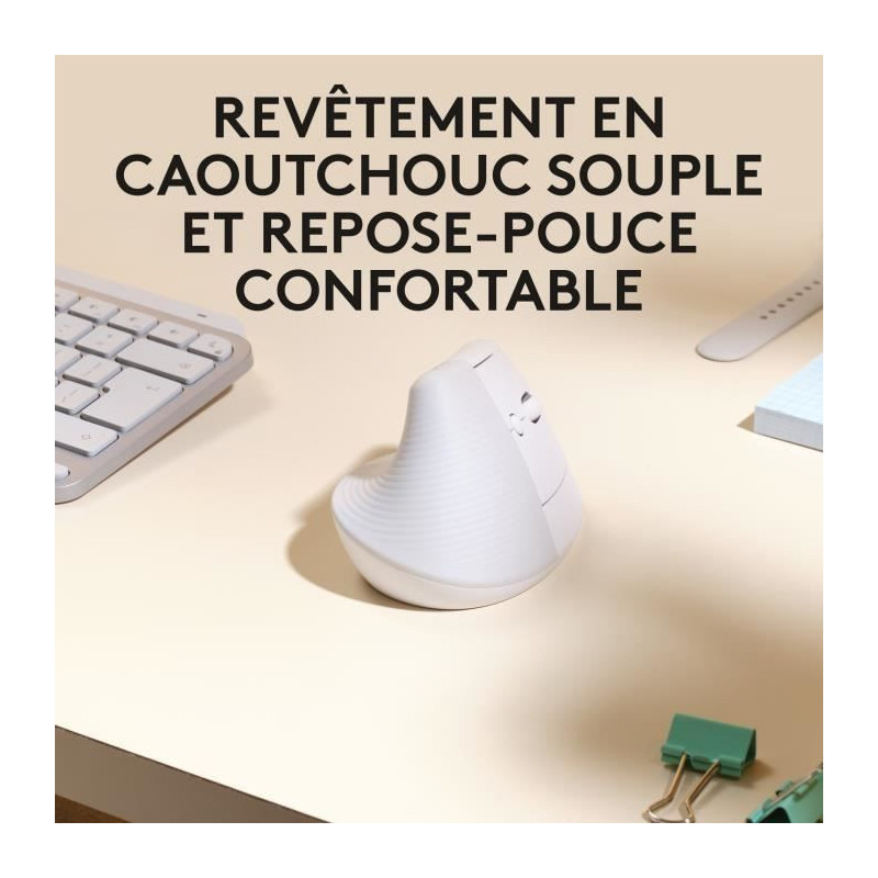Logitech - Lift mouse for Mac - Wireless Ergonomic - White