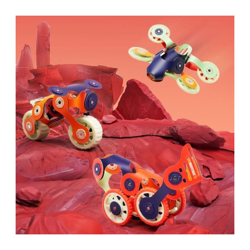 Magnetic Construction Set - GIPSY TOYS - MARS ROVERS - 30 pieces - Glo
