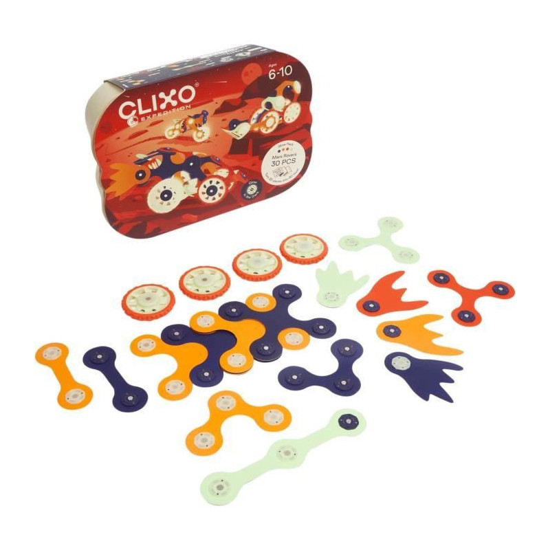 Magnetic Construction Set - GIPSY TOYS - MARS ROVERS - 30 pieces - Glo