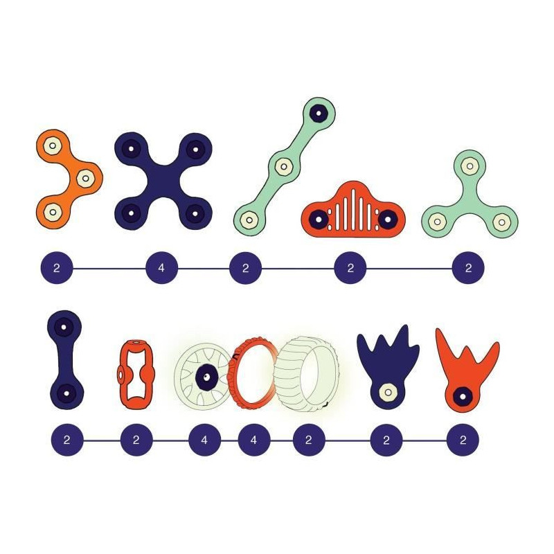 Magnetic Construction Set - GIPSY TOYS - MARS ROVERS - 30 pieces - Glo