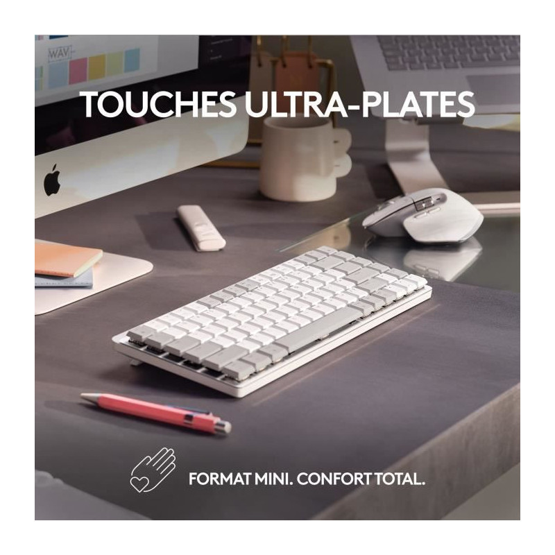 Logitech - Wireless keyboard for Mac - MX Mechanical Mini - Pale gray