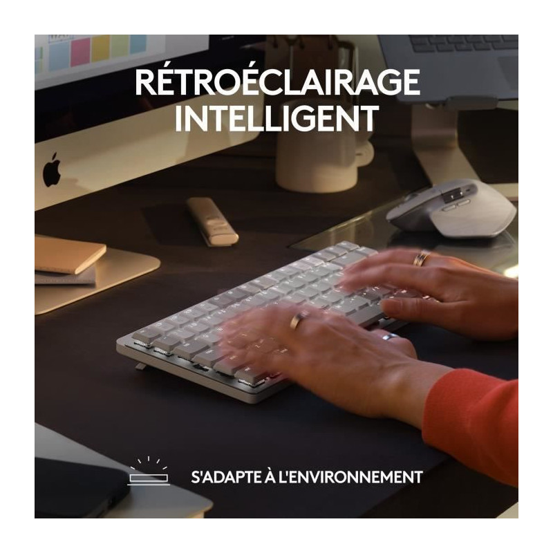 Logitech - Wireless keyboard for Mac - MX Mechanical Mini - Pale gray