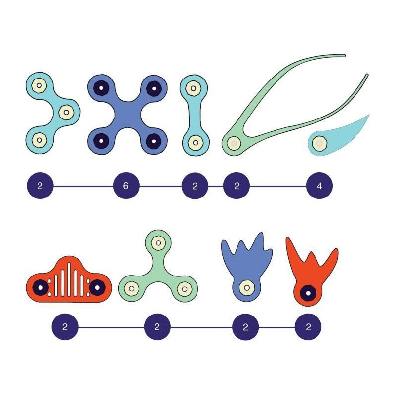 Magnetic Construction Toy - GIPSY TOYS - OCEAN CREATURES - 24 pieces -
