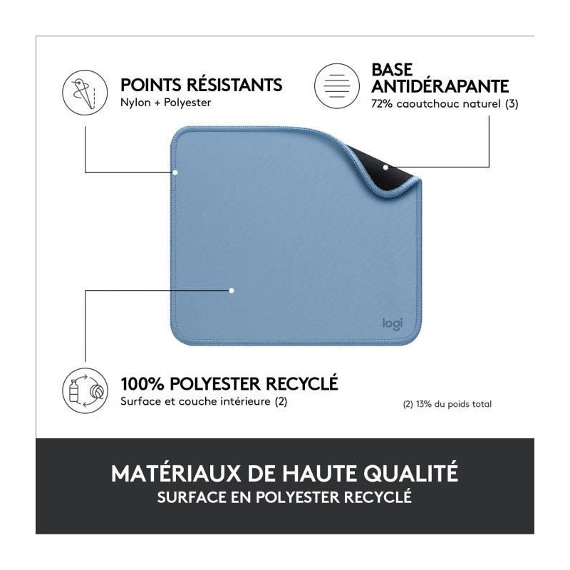 Durable Mouse Pad - Logitech - Studio Series - Easy Glide - Blue Gray