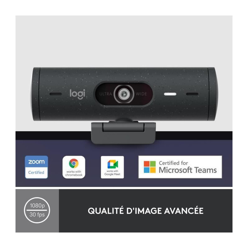 Logitech - Brio 500 HD webcam with Auto Expo - Graphite