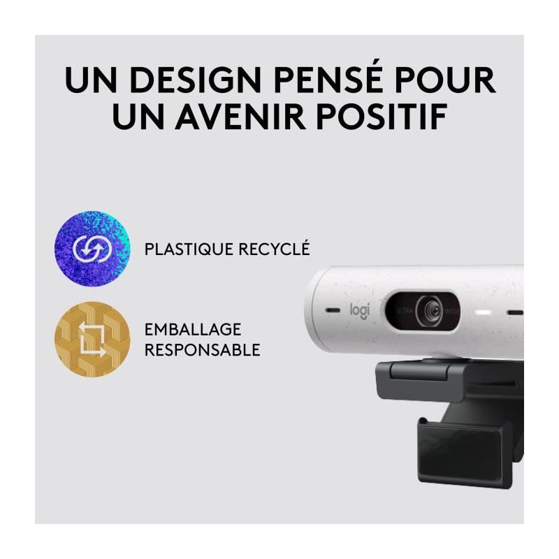 Logitech - Brio 500 webcam HD with Auto - White Expo