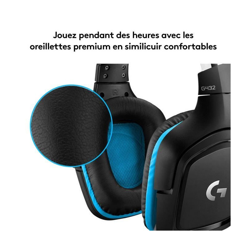 LOGITECH G432 Wired Gaming Headset with 7.1 surround sound
