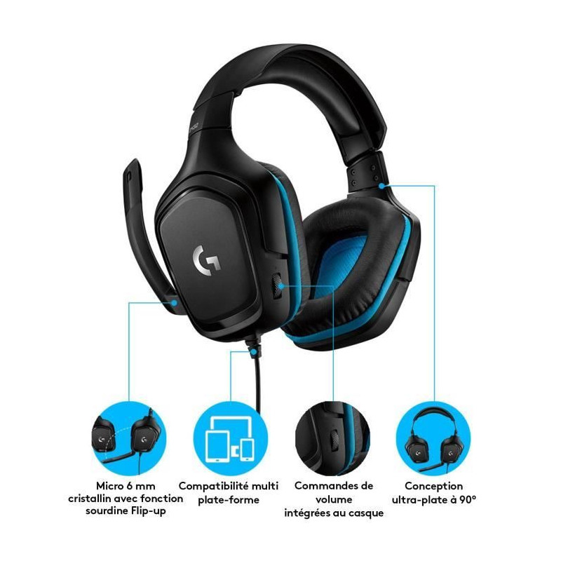 LOGITECH G432 Wired Gaming Headset with 7.1 surround sound