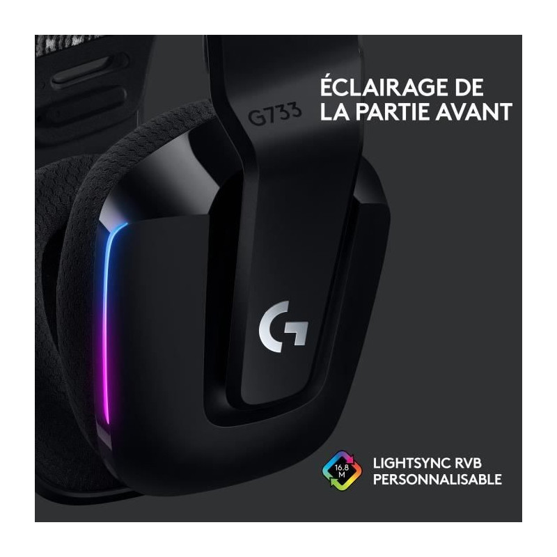 Gaming Headphones - Wireless - LOGITECH G - G733 LIGHTSPEED - Black