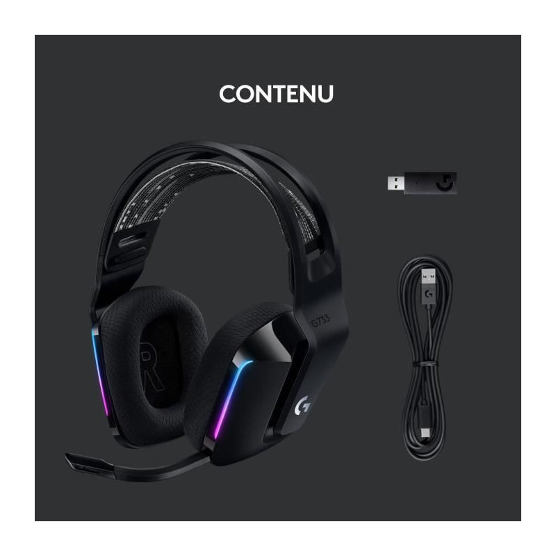 Gaming Headphones - Wireless - LOGITECH G - G733 LIGHTSPEED - Black