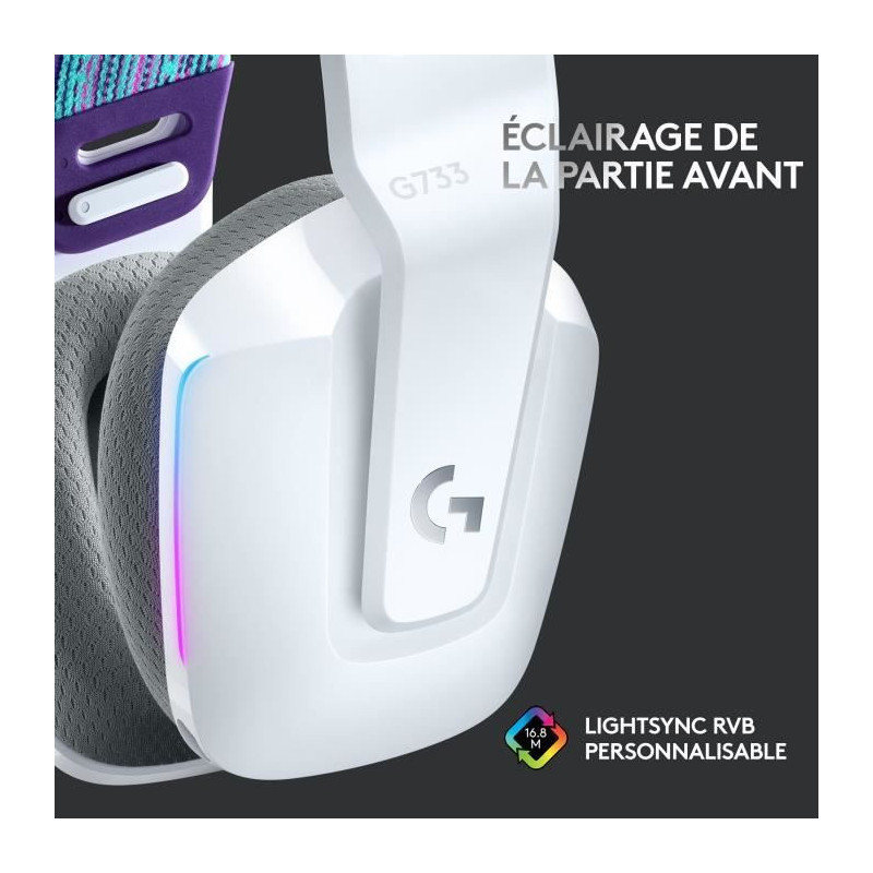 Gaming Headphones - Wireless - LOGITECH G - G733 LIGHTSPEED - White