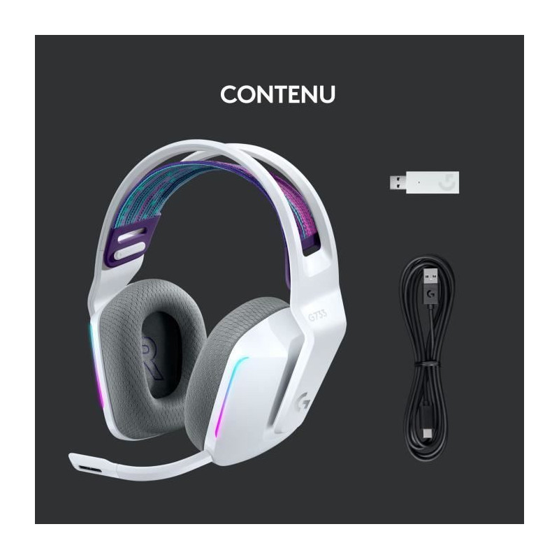 Gaming Headphones - Wireless - LOGITECH G - G733 LIGHTSPEED - White