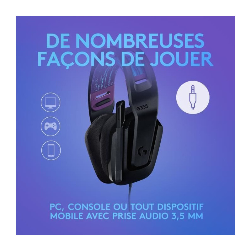 GAMING headset - Lightweight - LOGITECH G - G335 WIRED - BLACK Discord