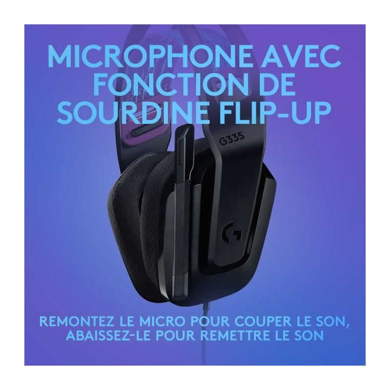 GAMING headset - Lightweight - LOGITECH G - G335 WIRED - BLACK Discord