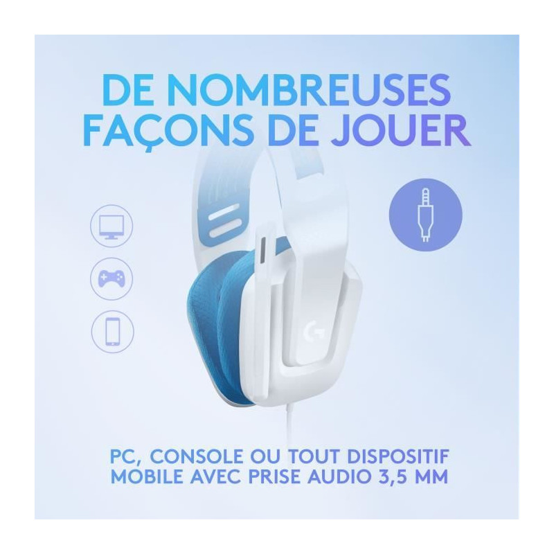 GAMING Headphones - Lightweight - LOGITECH G - G335 WIRED - WHITE - Di