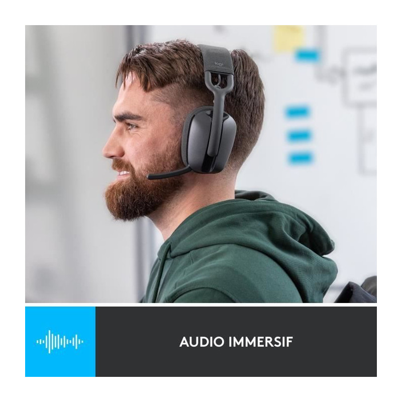 Logitech - Lightweight Wireless Listening Helmet with background micro
