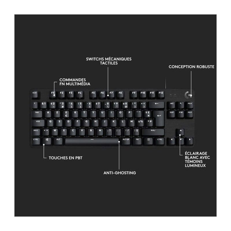 LOGITECH G - Gaming Keyboard - G413 TKL SE - Mechanical, Backlit, Blac