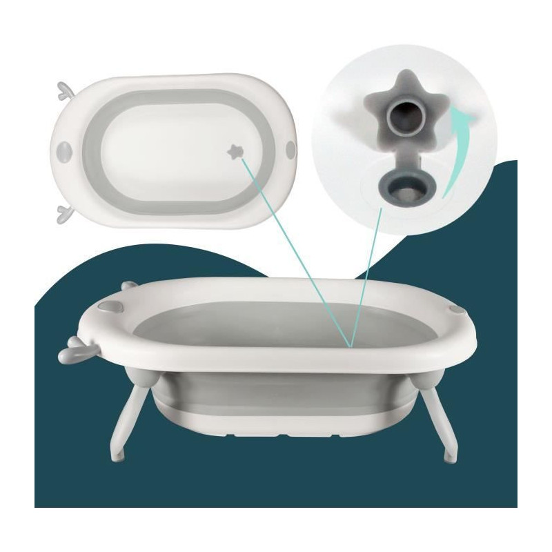 Folding bathtub - 23x80x49 cm - Grey white - LOOPING