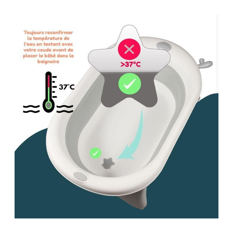 Folding bathtub - 23x80x49 cm - Grey white - LOOPING